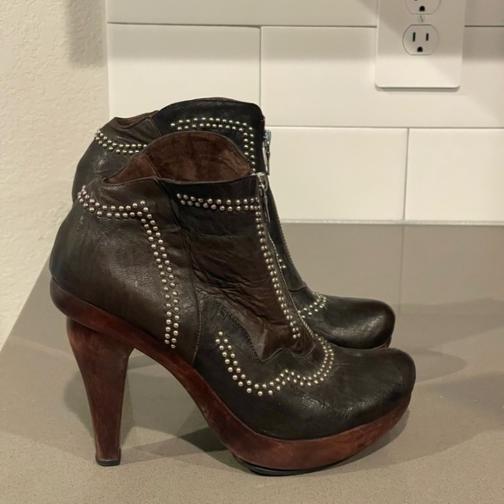 Callen Cordero studded leather wooden heels boots